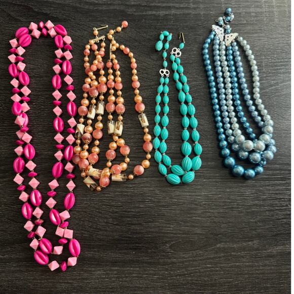 Lot Of 4 VTG Antique Germany Japan Hong Kong Beaded Statement Necklaces - Picture 10 of 10